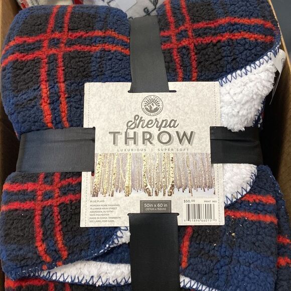 Birch Trails Holiday Prints Sherpa Throw, 50” X 60” - Picture 1 of 3